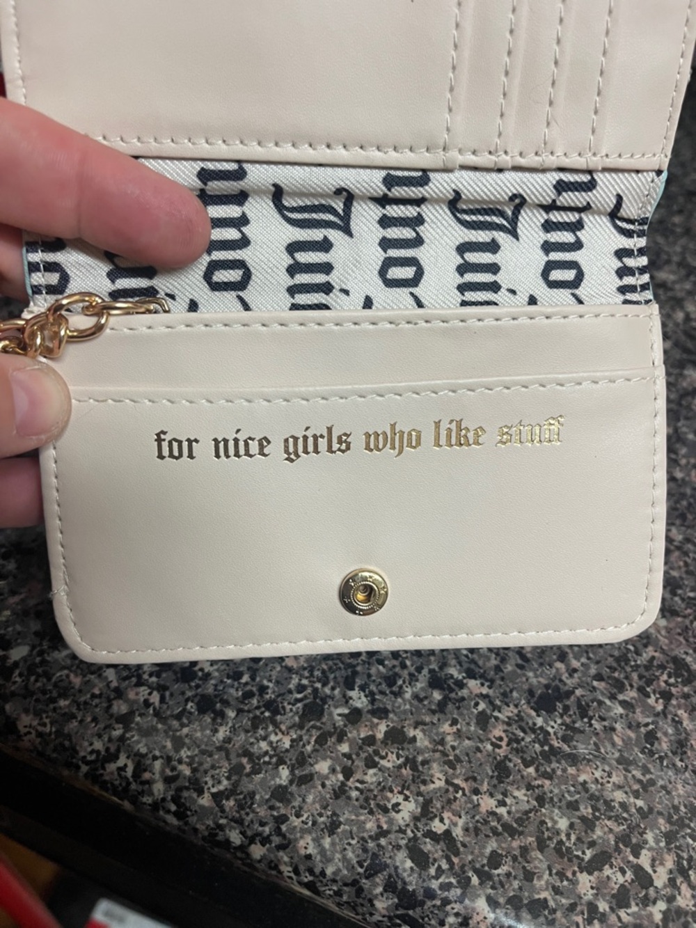 Juicy Couture Cream Card Wallet with Gold Script - Picture 3 of 4